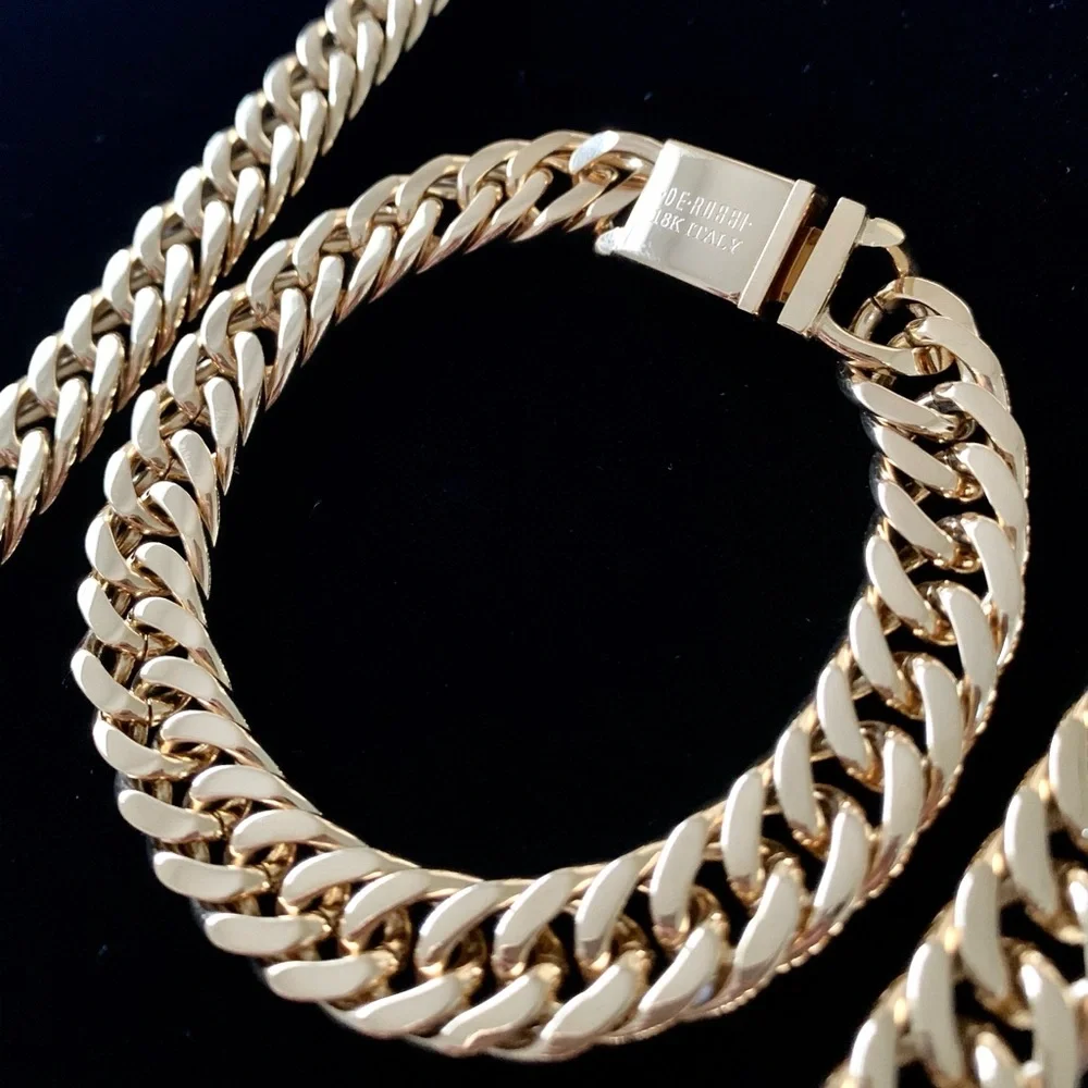 DOUBLE MIAMI CUBAN LINK BRACELET 18K GOLD MADE IN ITALY *LIFETIME WARRANTY*